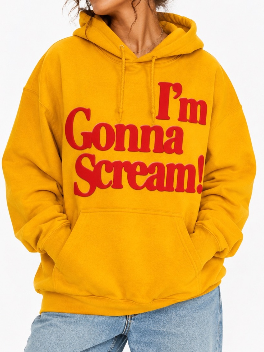 Remi Wolf “I’m Gonna Scream” Puffy Print Hoodie Gold XL Unisex